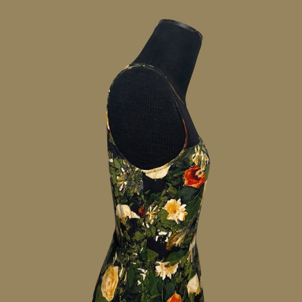 Jack Floral Mesh Panel Dress - Green and Orange - Picture 15 of 16